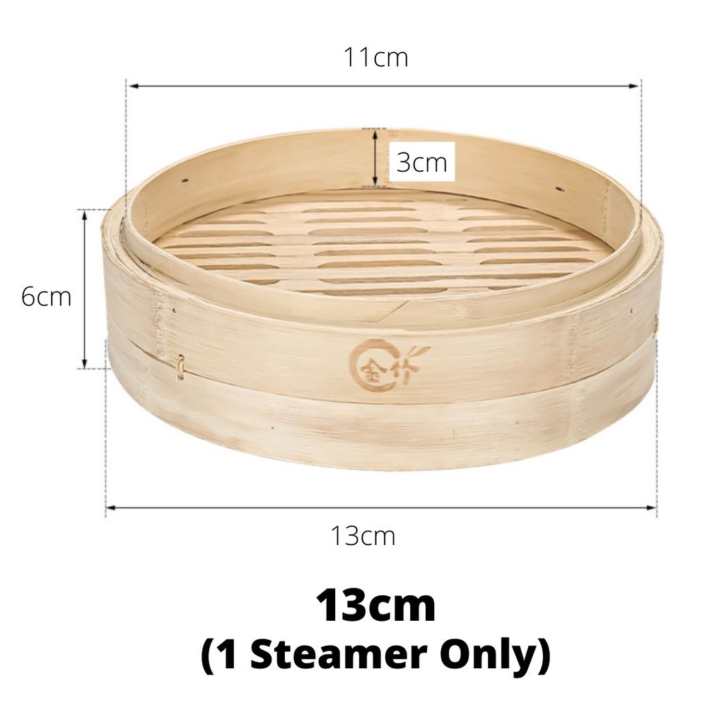 2-Tier Bamboo Steamer with Lid/ Dimsum & Pau Steamer (13cm, 20cm, 26cm ...