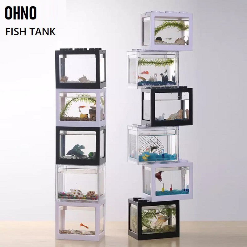 OHNO Betta fish Mini Aquarium Fighting Cylinder Rumble LED Building ...