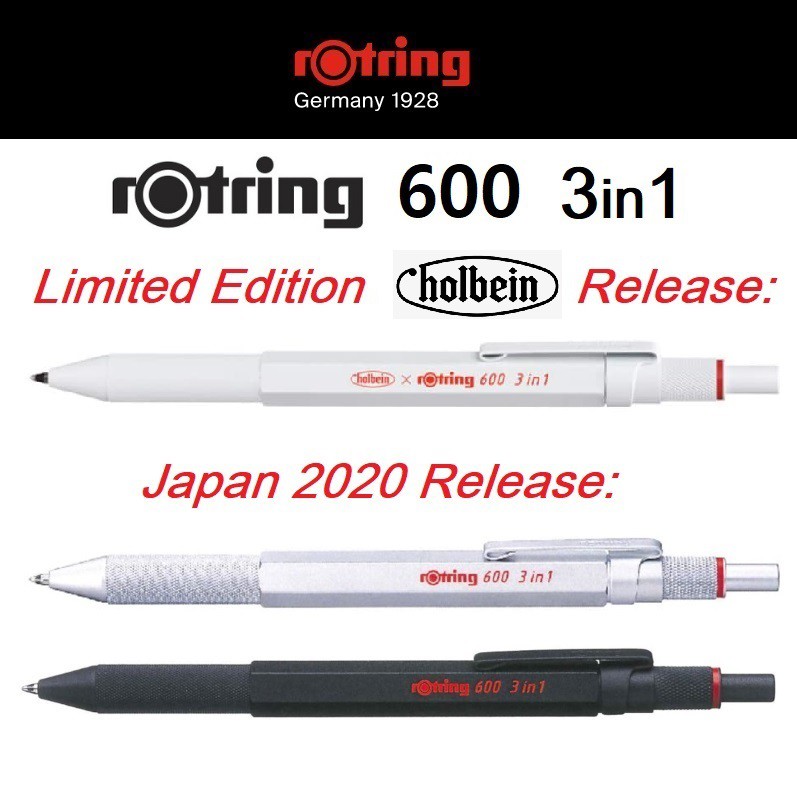 rOtring 600 3in1 Multi Function Ballpoint Pen (Black, Red ink