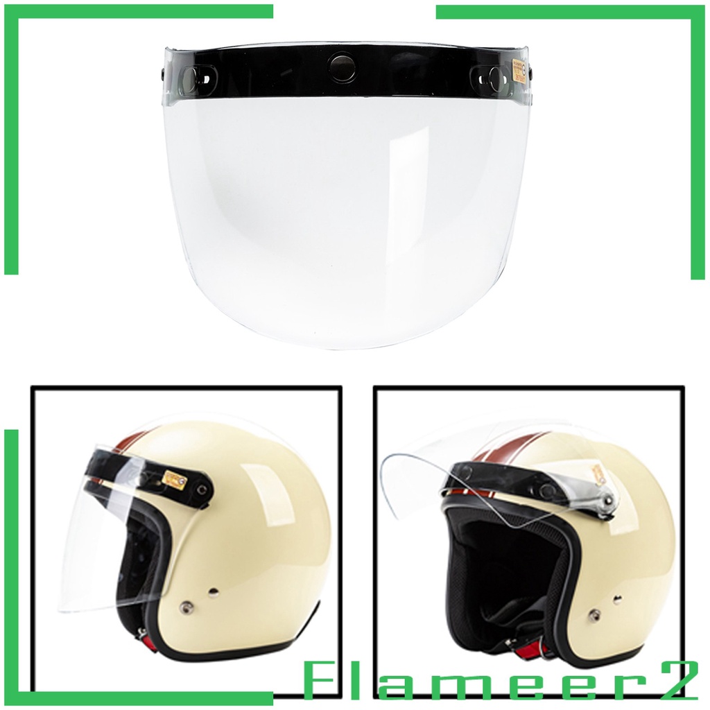 Open Face Helmet Bubble Visor Vintage Retro 3/4 Helmets Face Shield Len 3-Snap E - Foto 7