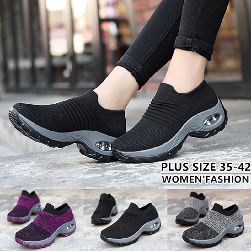 Mesh cushioned running sales casual platform shoes