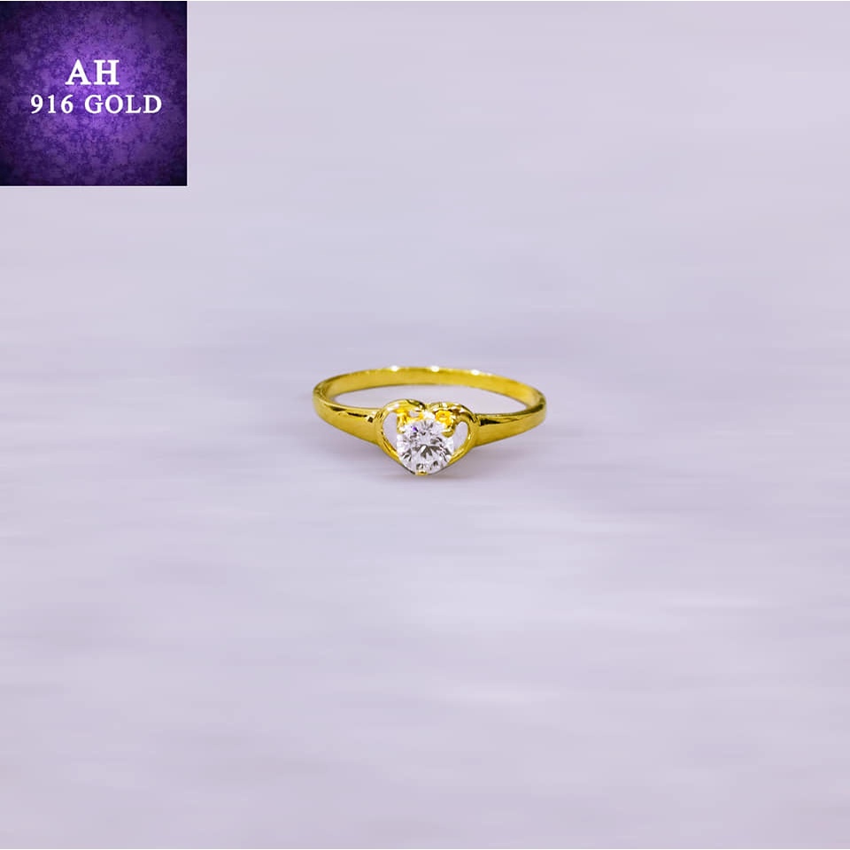 Cincin Tunang Emas 916 Permata 1 Size 13/Merisik/Kahwini/Nikah ...