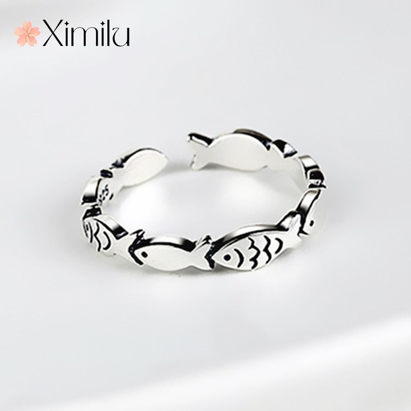 Original Small Fish Ring Simple Creative Distressed Thai Silver ...