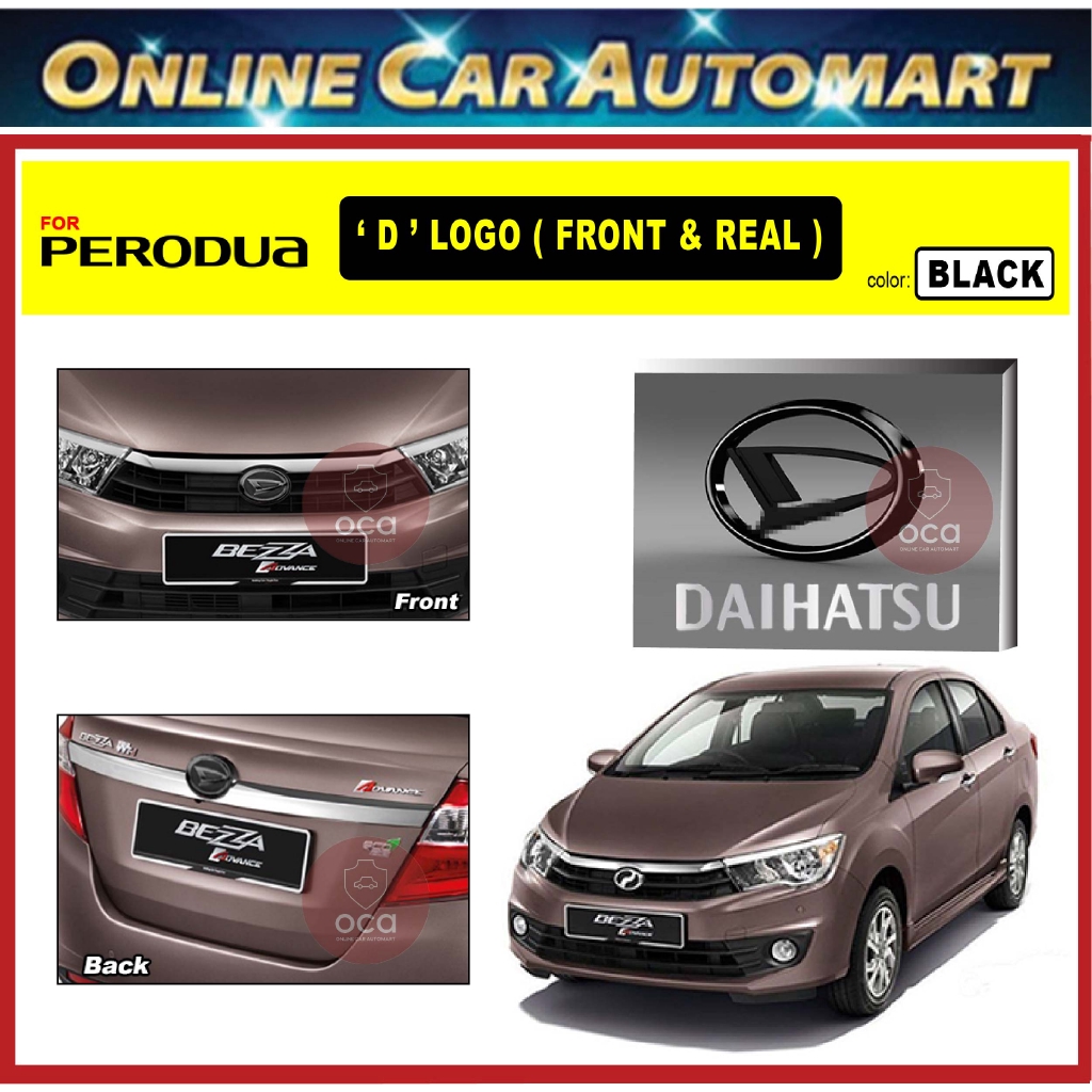 PERODUA BEZZA Front and Rear Convert Daihatsu Chrome / Black ABS Logo ...