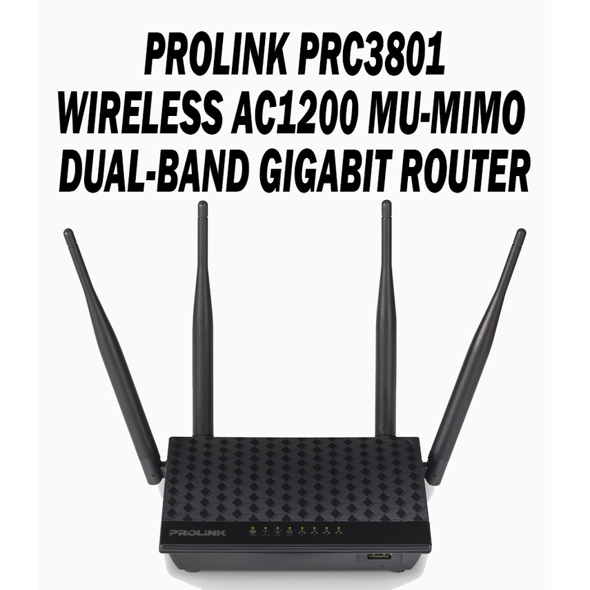 PROLINK PRC3801 WIRELESS AC1200 MUMINO DUAL0BAND GIGABIT WIRELESS