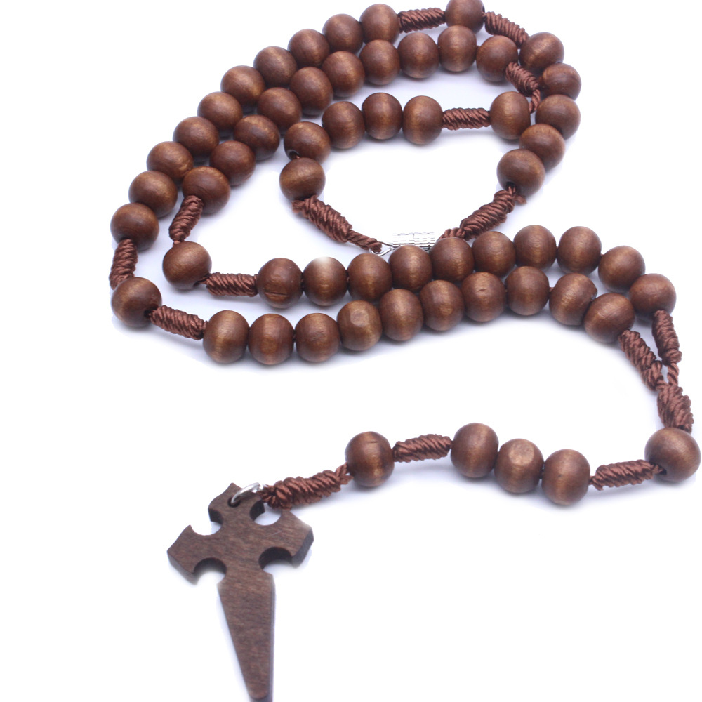 Handmade Wooden Rosary Necklace Cross Necklace Prayer Christian Church ...