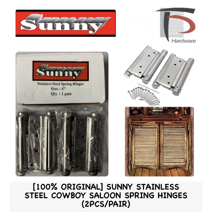 [100% ORIGINAL] SUNNY STAINLESS STEEL COWBOY SALOON SPRING DOOR HINGES ...