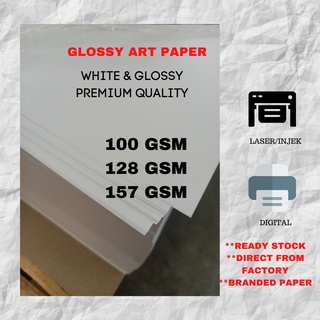 READY STOCK 100GSM 128GSM 157GSM GLOSS ART PAPER A5 A4 A3 SIZE/ KERTAS ...