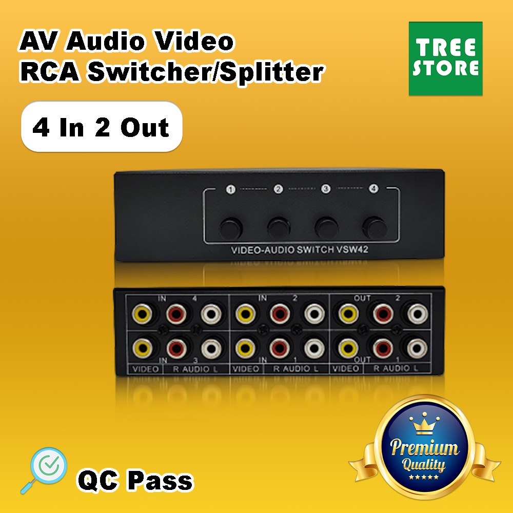 AV Audio Video (4 In 2 Out) RCA Switcher/Selector + Splitter (Premium ...