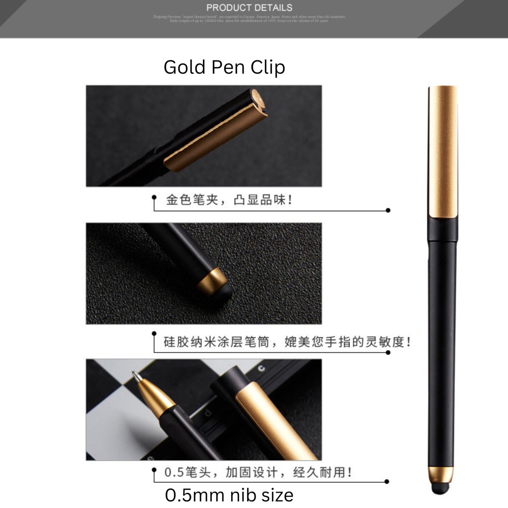 [Ready Stock] 2 in 1 stylus gel ink pen black ink refillable elegance ...