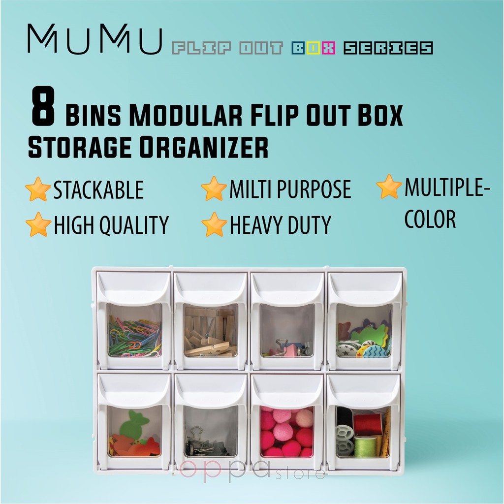 MUMU Style Desktop 8 Bins Modular TipOut Bins Interlocking Stackable