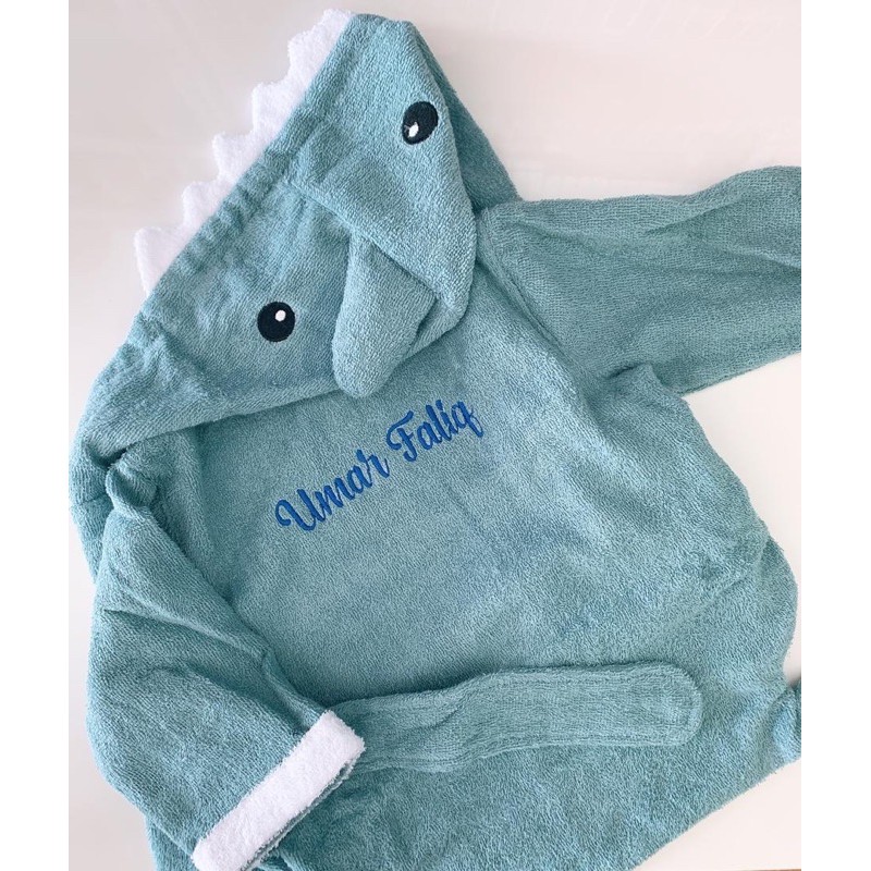 Personalise Hooded Towel Baby Shark Bathrobe Shopee Malaysia