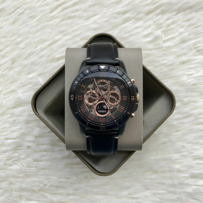 Grant sport automatic black best sale leather watch