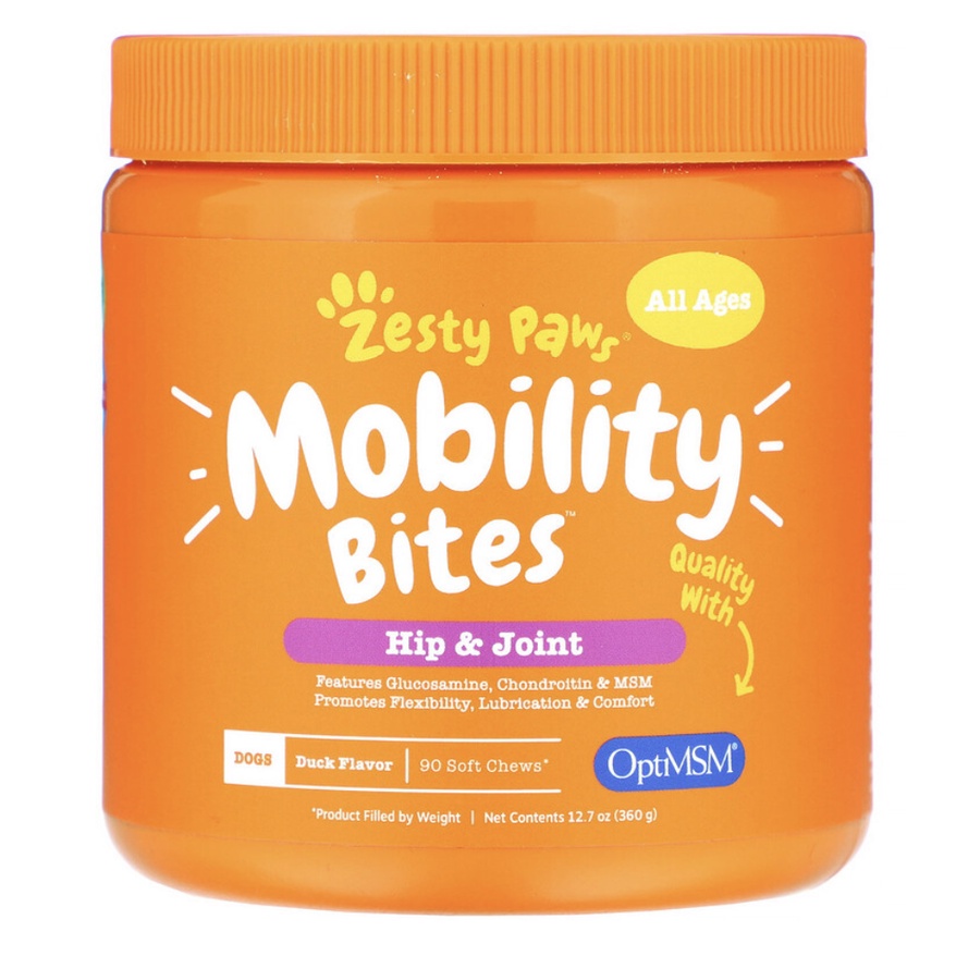 Zesty Paws, Mobility Bites for Dogs, Hip and Joint, All Ages, Duck