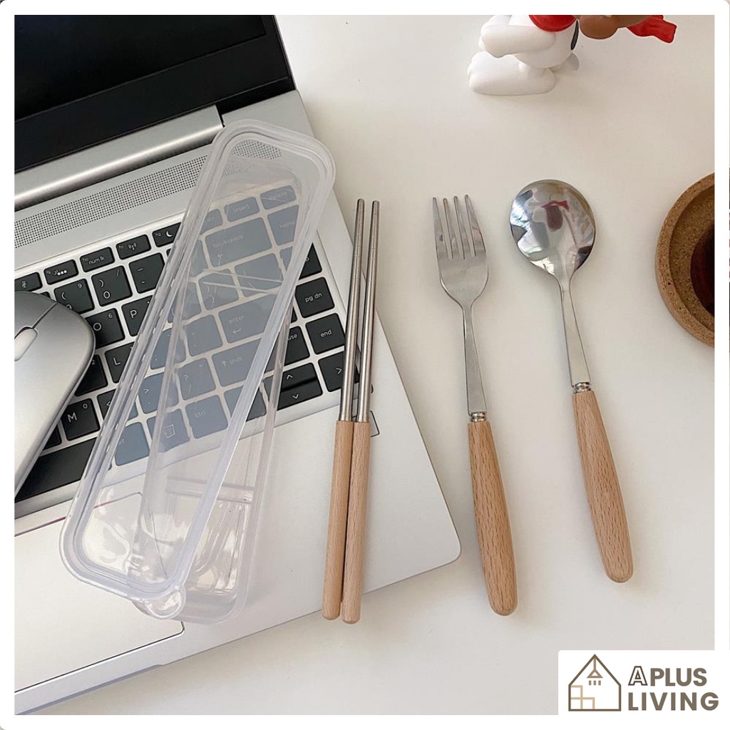 3in1 Travel Portable Cutlery Set Cutlery Set Spoon Fork Chopstick Set