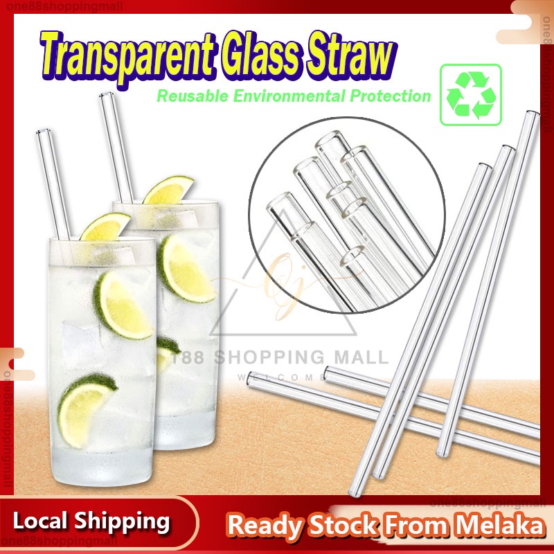 20cm High Borosilicate Glass Straws Eco Friendly Reusable Drinking ...