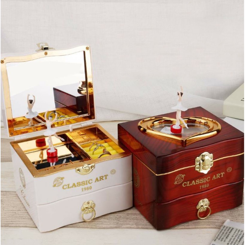 Drawer Classic music box Violin ballerina dancer music box Jewelry box ...