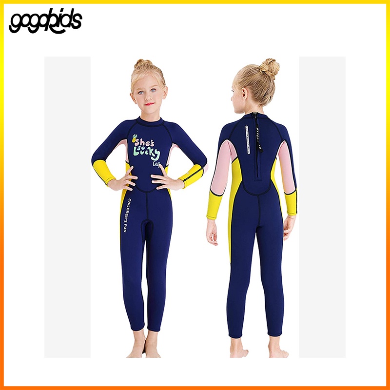 Gogokids Kids Wetsuit Girls Long Sleeves 2.5mm Neoprene Swimsuit Thermal  Rash Guard Warm Thicken Swimwear Sun Protection Diving Snorkelling Suit  Pink S(14-18kg)