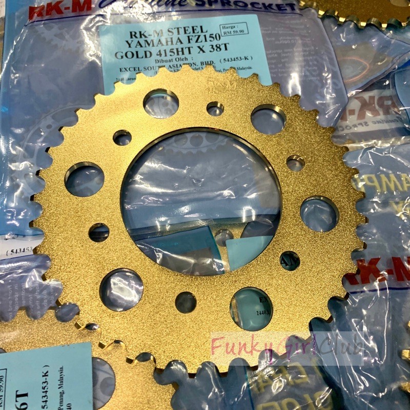 RKM 415 YAMAHA Y15ZR FZ150 Y16ZR Y15 Y15Z Y16 REAR STEEL SPROCKET GOLD ...