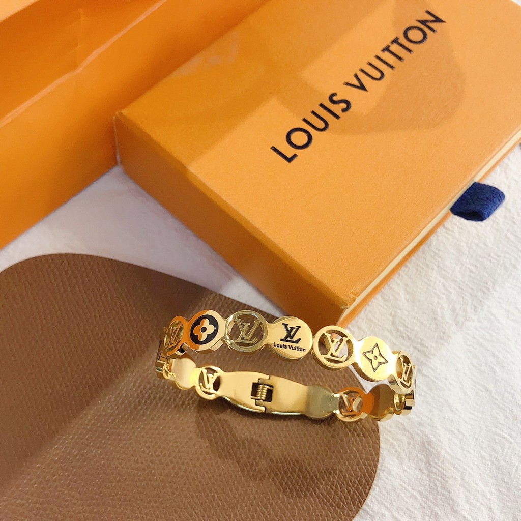 LV Bangle Bracelet Fashion Hollow Letter Logo Four-leaf Clover Bracelet  Women's Jewelry