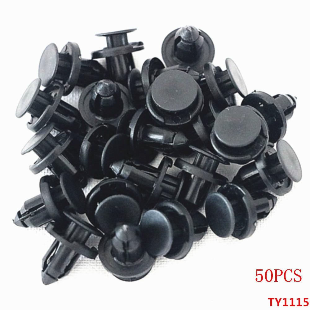 50Pcs Clip Rivet Diameter 8mm Black Plastic Auto Fasteners Rivets Clips ...