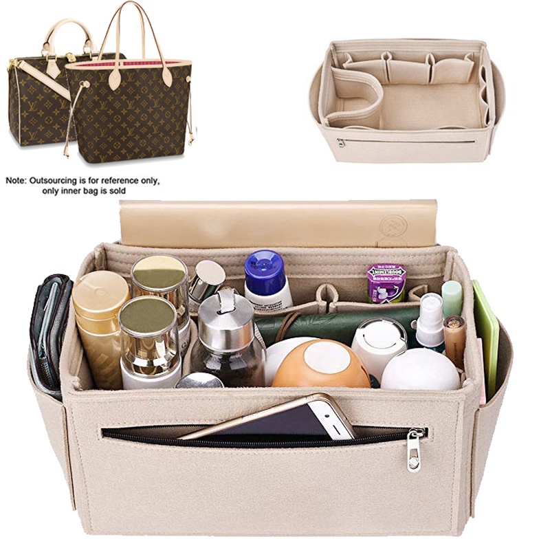 EverToner Multifunction Felt Cosmetic Bag Handbag Organizer Insert ...