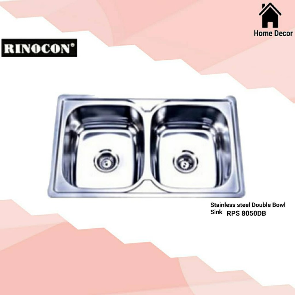 RINOCON Stainless Steel Double Bowl Sink (RPS8050DB) | Shopee Malaysia