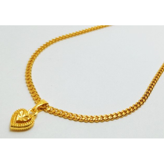 Rantai Leher Dan Loket Emas Korea 24k Necklace And Pendant Gold Plated