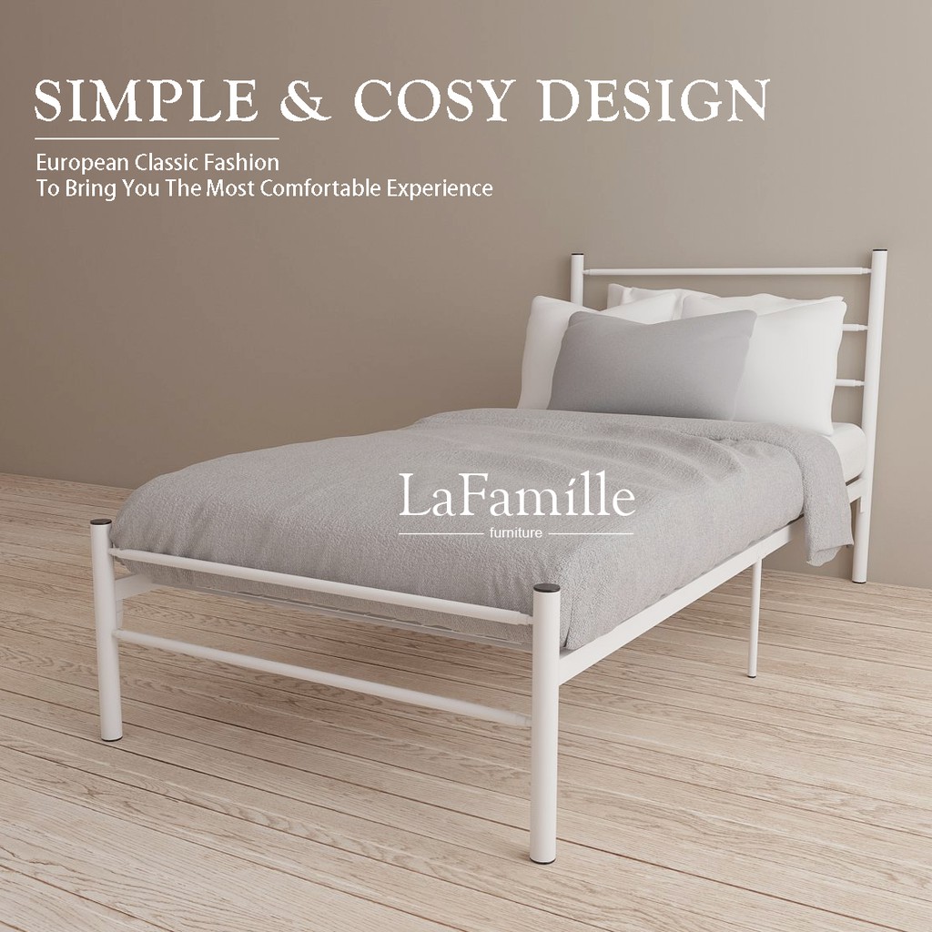 Headboard & Mattress 3V EY900F Powder Coat Metal Bed Frame w Leg