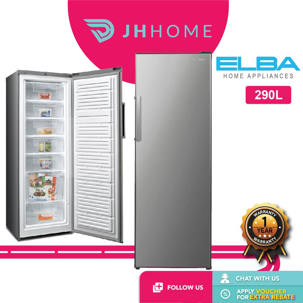 Elba 290L 7 Transparent Drawers Upright Freezer EUFJ2923(SV) Shopee