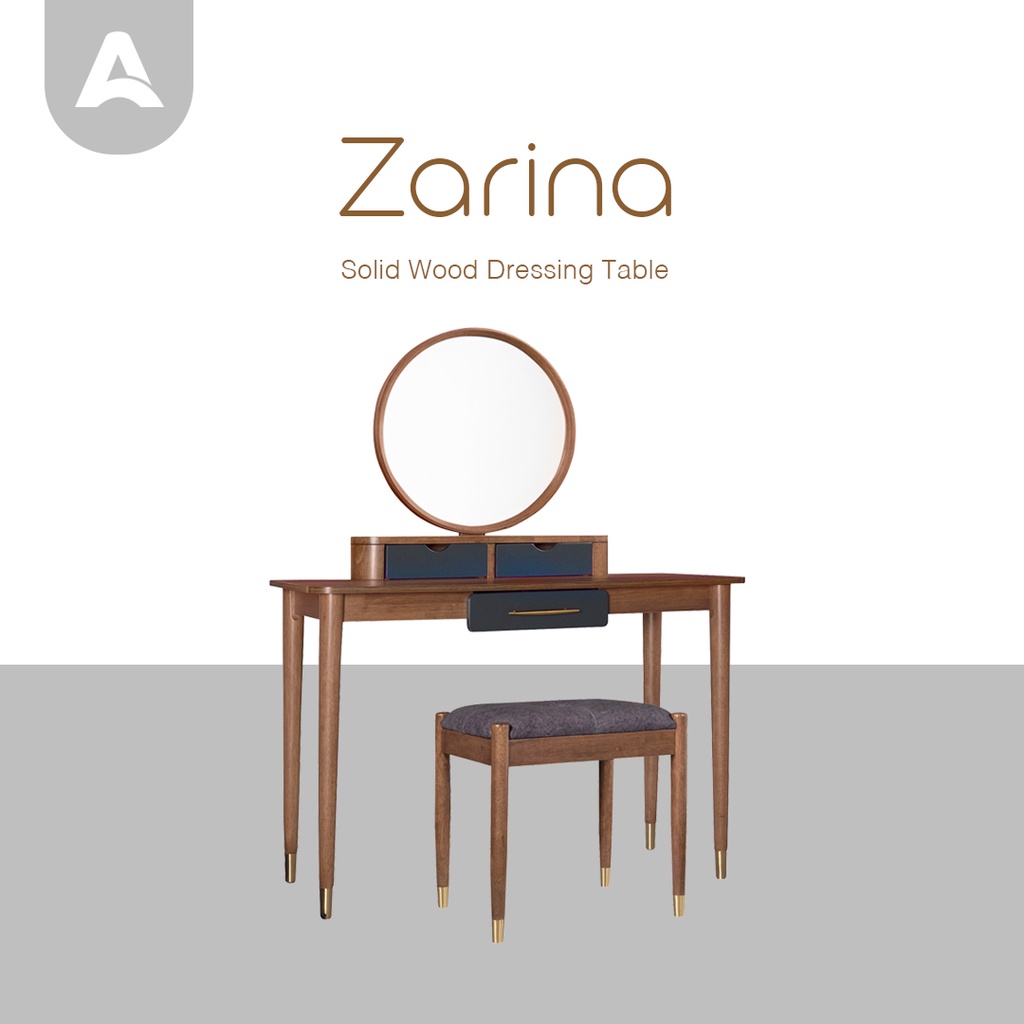 Arturo - Zarina Solid Wood Dressing Table + Stool | Shopee Malaysia