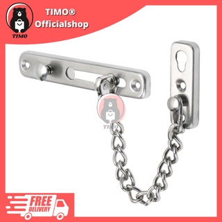 Door Chain Lock. Stainless Steel Security Chain Guard with an ti-Theft Chain.  Heavy Duty Reinforced Safety Door Latch Lock for Home Bedroom Hotel  Office(Silver) 