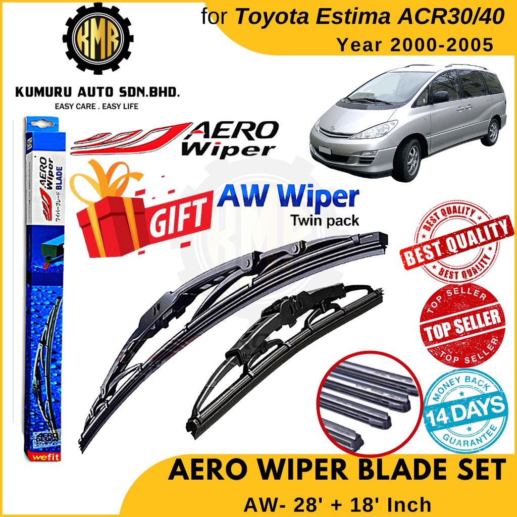 1 Set TOYOTA ESTIMA ACR30 ACR40 AERO WIPER BLADE SET (AW) ECONOMY