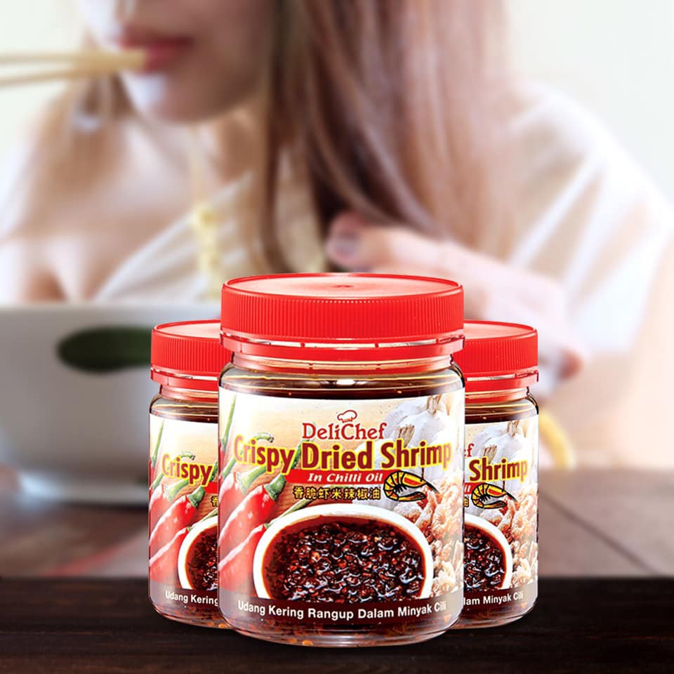 Delichef Crispy Dried Shrimp in Chili Oil 240g Halal Shopee Malaysia