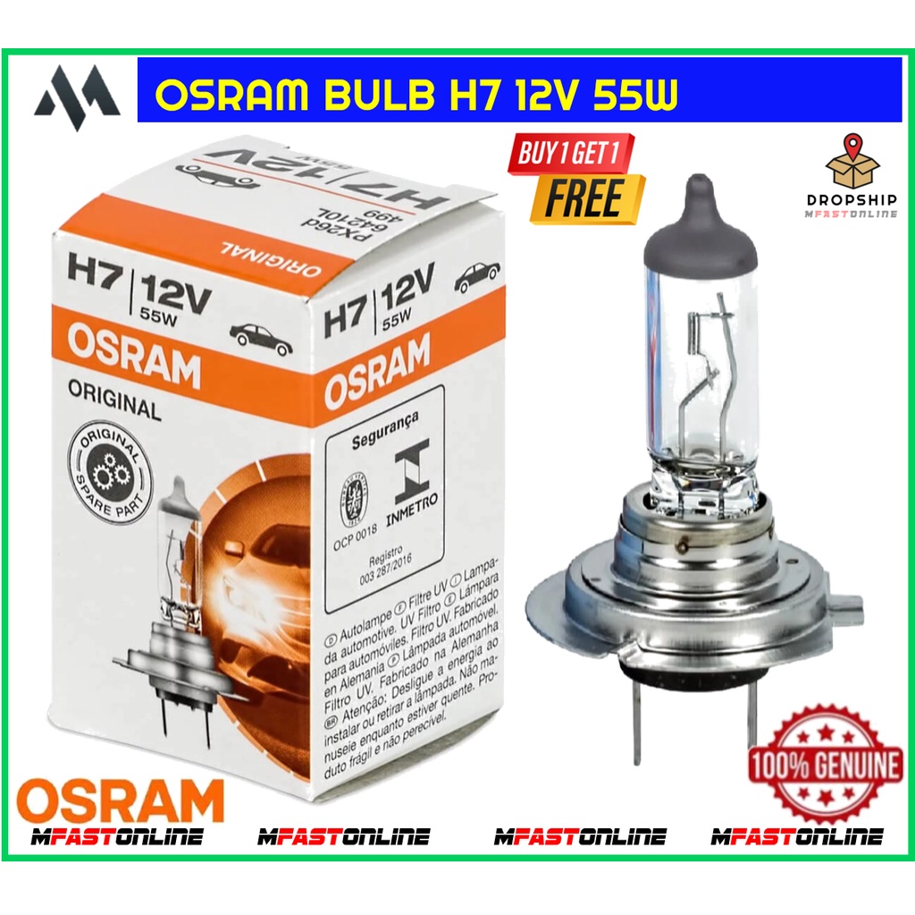 OSRAM Bulb H7 12V 55W Headlights ( BUY 1 FREE 1 ) Shopee Malaysia
