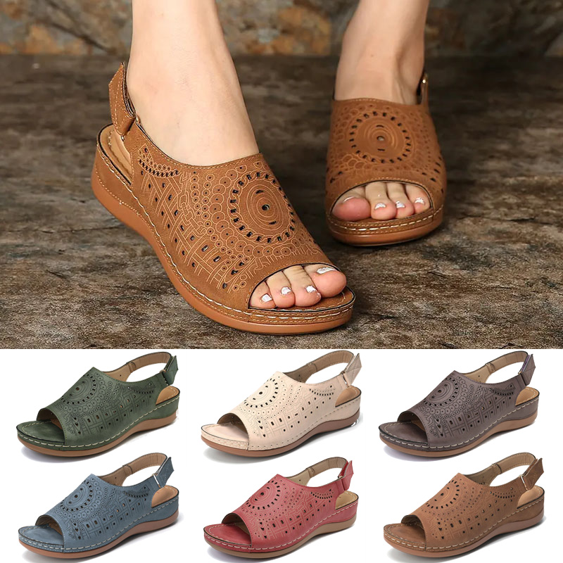 Avovi Women Wedges Sandal Comfort Hollow Out Open Toe Non-slip Sandals ...
