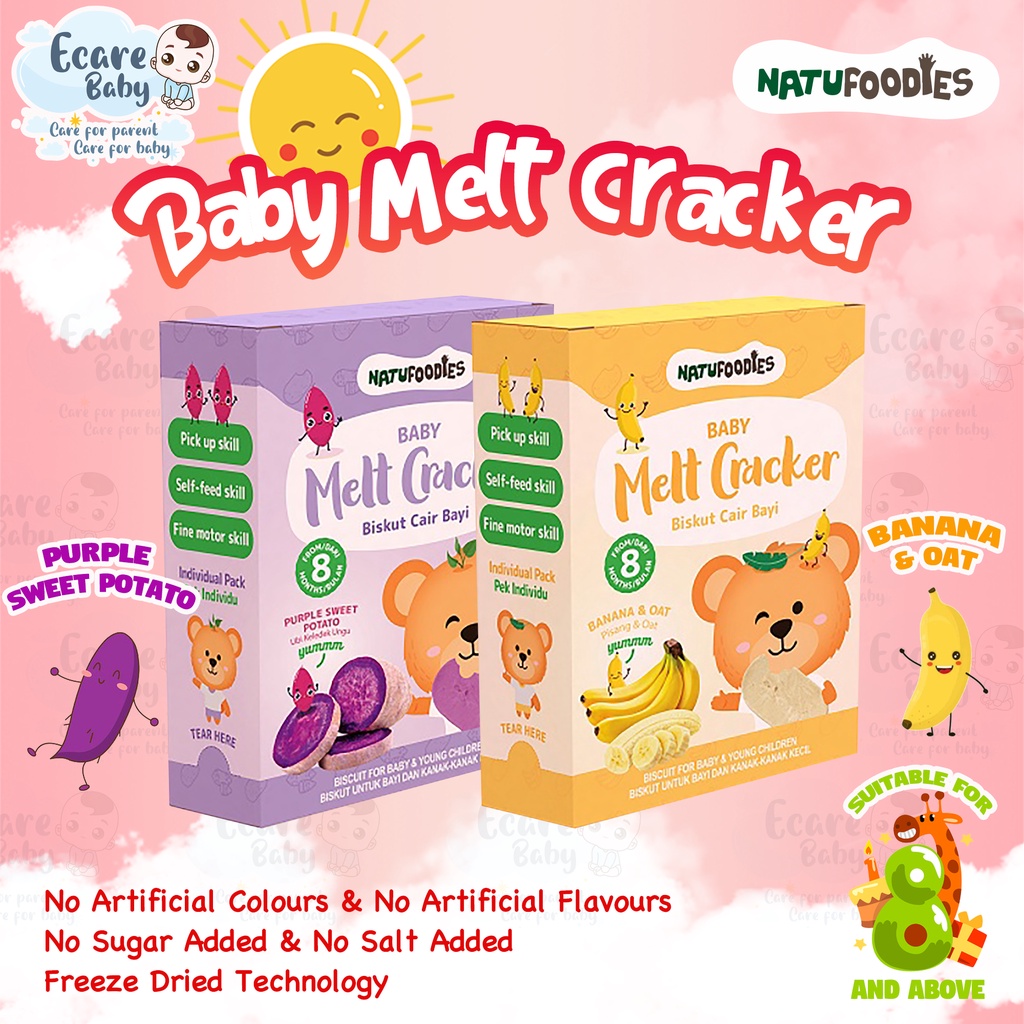 BABY FOOD NATUFOODIES (3gx12pcs) Baby Melt Cracker Banana & Oat / Purple Sweet Potato Shopee