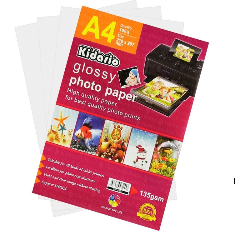 Kidario 135GSM A4 Size Glossy Photo Paper (100's) Shopee Malaysia