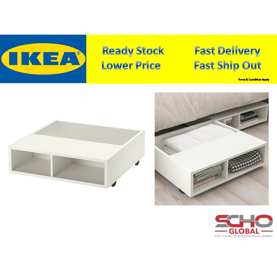 IKEAFREDVANG Underbed storage/bedside table, white, 59x56 cm Shopee Malaysia