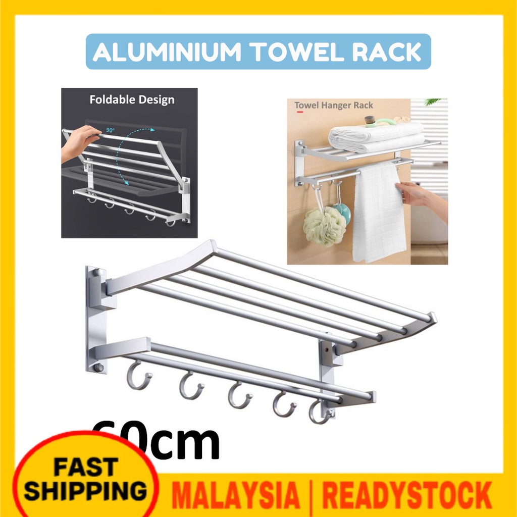 Long 60CM Aluminium Towel Rack Toilet Rack Rak Tuala Bilik Air Rak ...