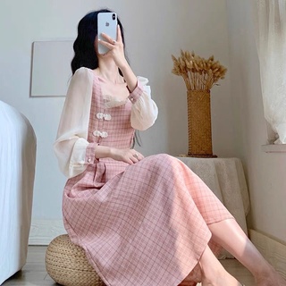 Korean version fashion slim long sleeved dress elegant square