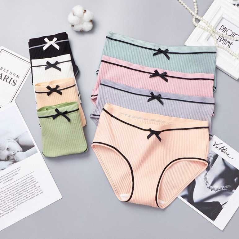 (Pagesi) Cotton Underwear With Comfortable Bow Edge For Women size 45 ...