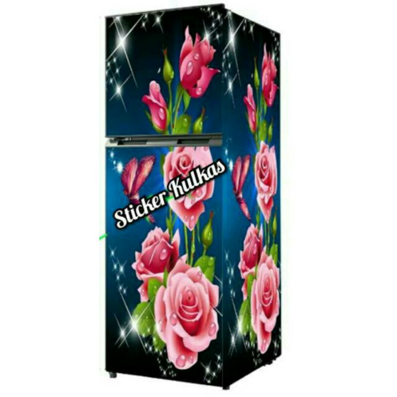 2 Door Refrigerator Stickers Full Body Flowers Stickers Shopee Malaysia