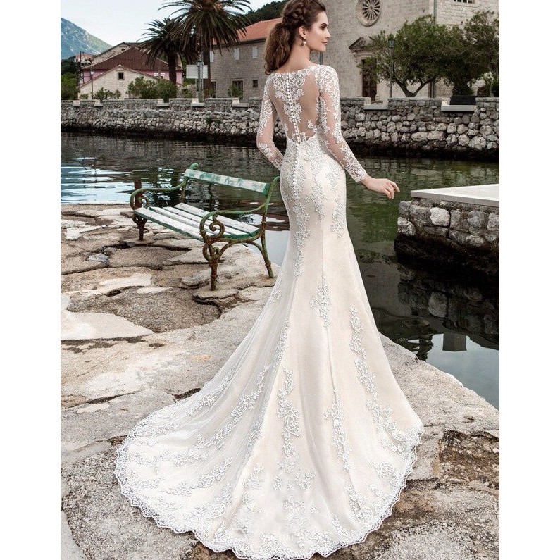 Long sleeve best sale bodycon wedding dress