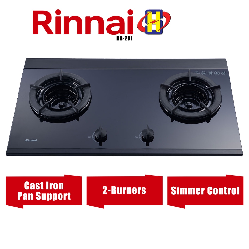 Rinnai Built-In Hob (78CM/3.5kW) 2-Burner High Heat Efficiency Inner ...