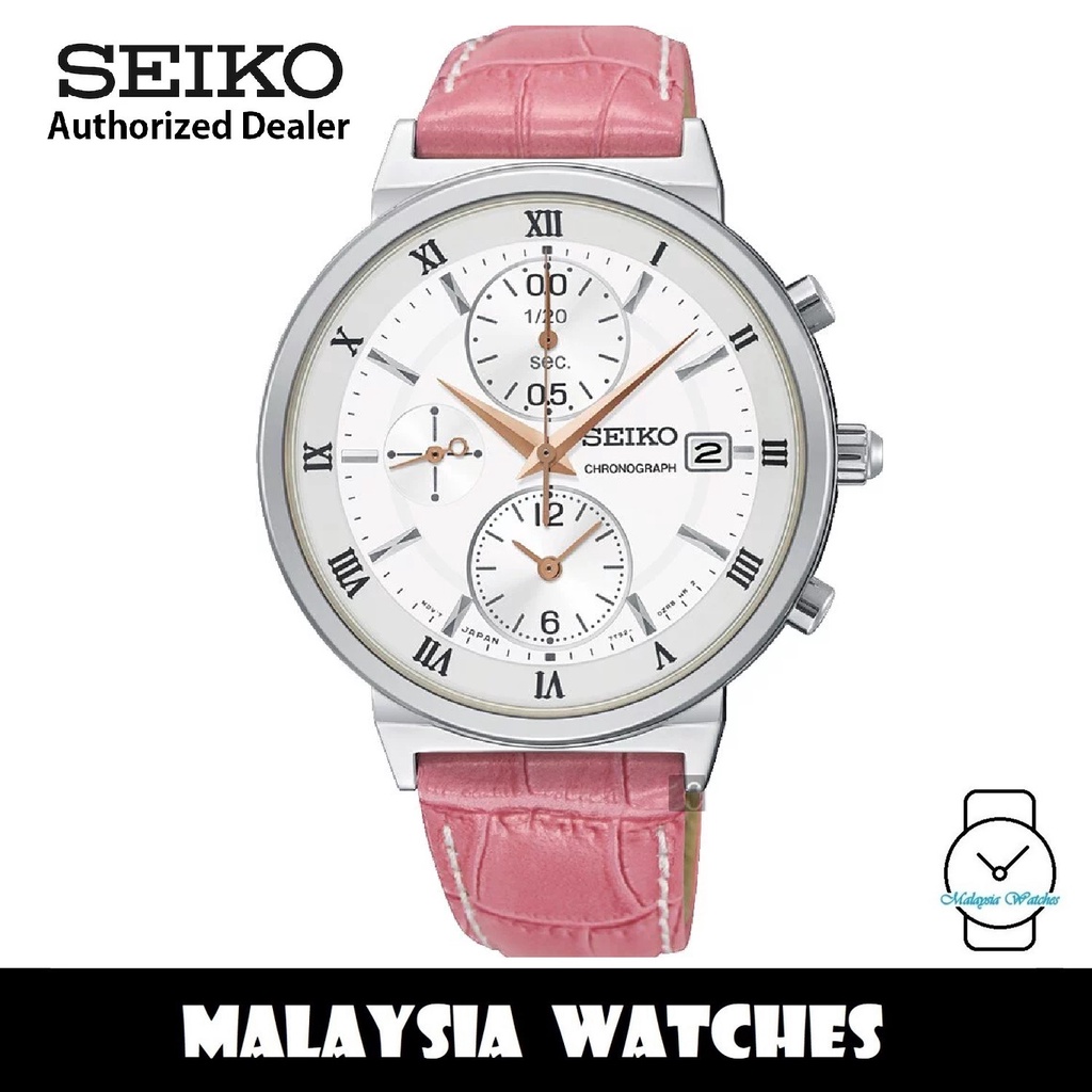 Ladies chronograph clearance watch leather strap