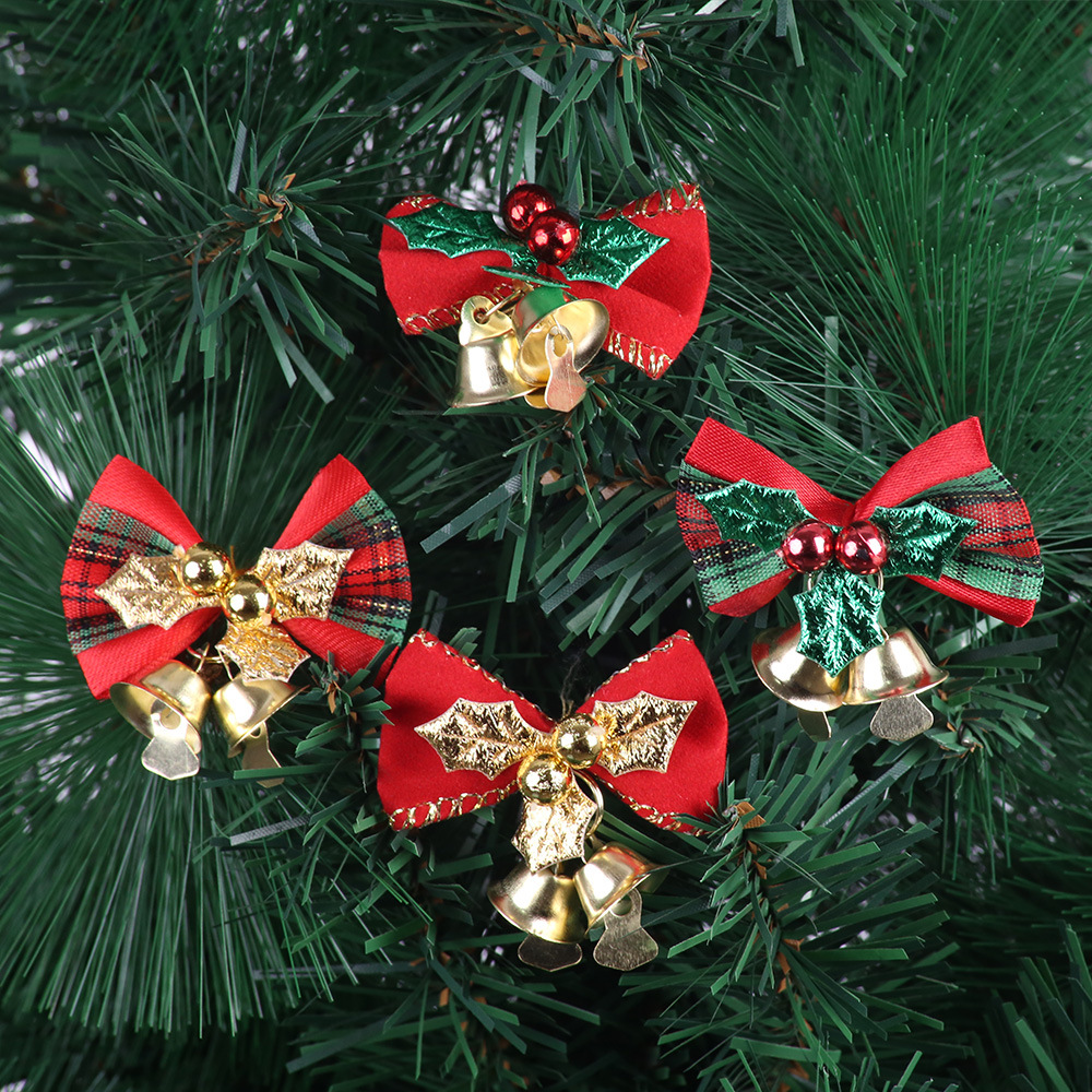 12 Pcs/Bag Christmas Bow Christmas Tree Decoration Red Bowknot Ornaments Xmas De