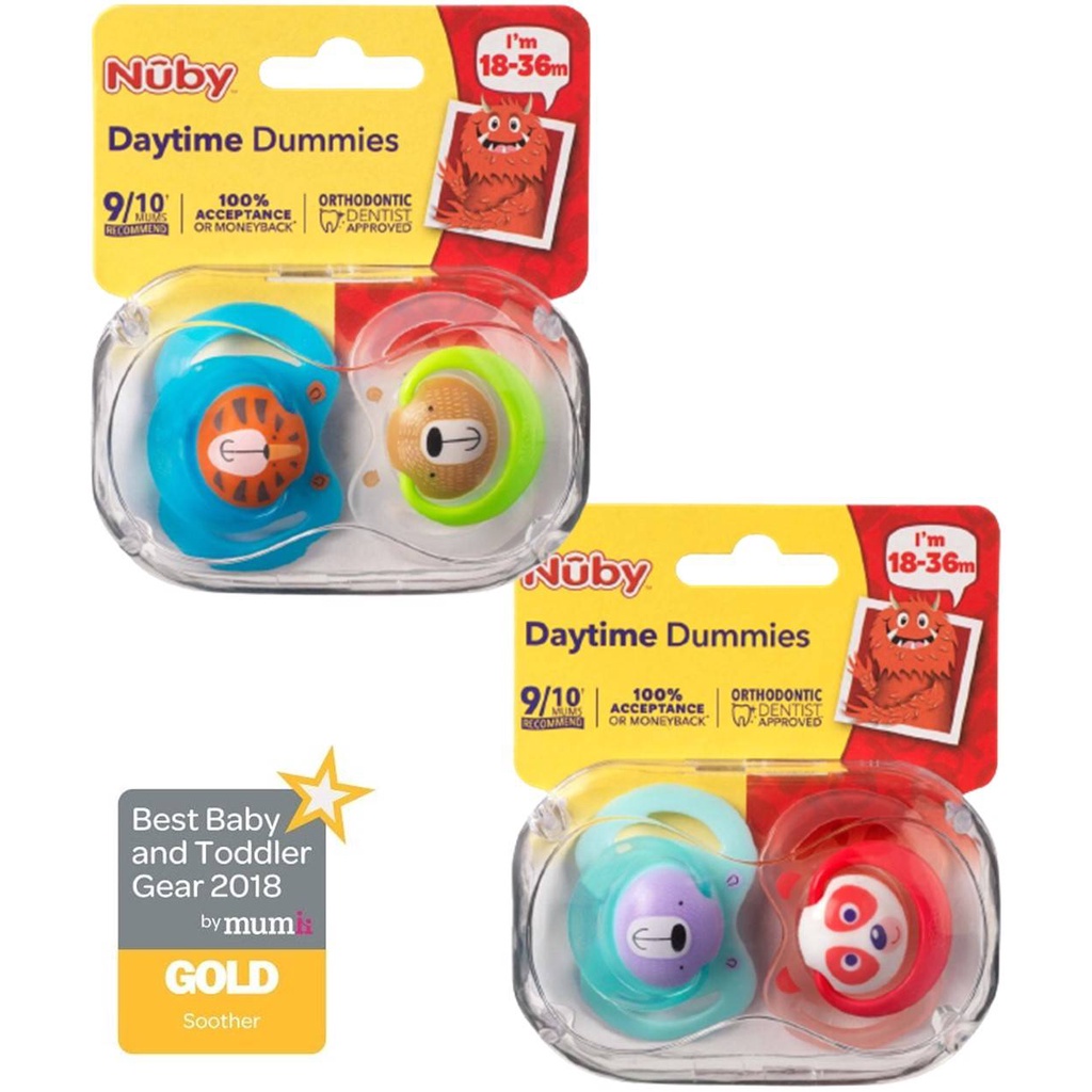 Nuby Glow Nuby Night Time Dummy Night Dummies, 18-36 Months, Blue