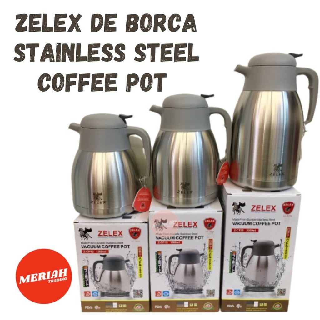 Zelex Deborca Stainless Steel Vacuum Coffee Pot 1.2Ltr /1.5Ltr &2.0Ltr