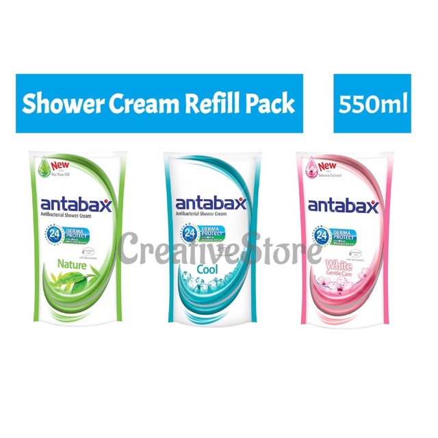 Antabax Fresh Antibacterial Shower Cream Body Wash Refill Pack 2X550ml